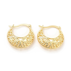 Brass Hoop Earrings for Women, Hollow Moon Earrings