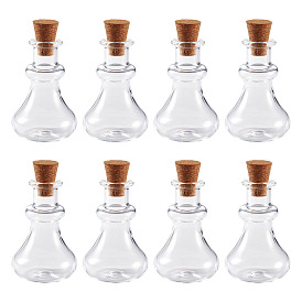 10Pcs Transparent Glass Beads Containers, Wishing Bottles, Cone Shape, with 10Pcs Wood Cork Stopper