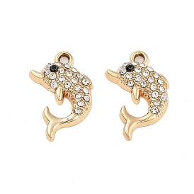 UV Plating Alloy Rhinestone Pendants, Fish Charms