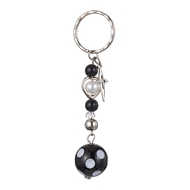 Gros porte-clés acryliques bubblegum, avec étoile en alliage et anneau fendu en fer