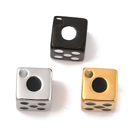 304 Stainless Steel Charms, with Enamel, Dice Charm