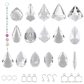 Kits de bijoux de remplacement de lustre bricolage, connecteurs de lustre en acier inoxydable clips de broches et anneaux fendus