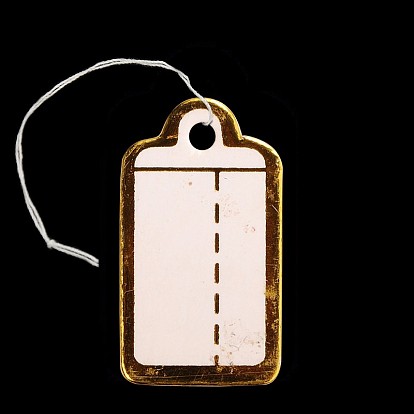 Bijoux rectangle étiquettes de prix du papier d'affichage, avec cordon de coton, 23x13x0.2mm, trou: 2 mm, 500 PCs / sac