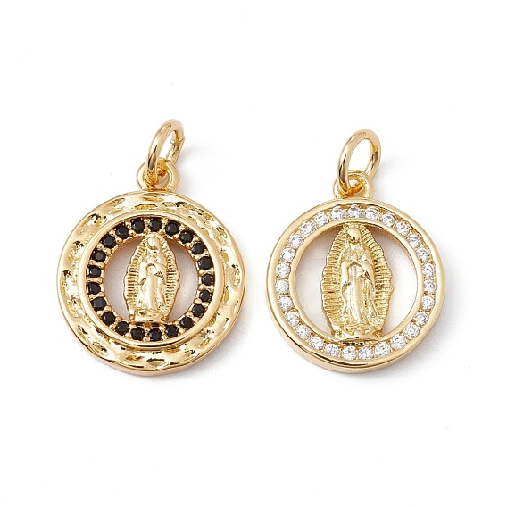 Стойка металлическая латунная микропрофилированная кубическая циркония подвески, с целью перехода в кольце, без кадмия, без никеля и без свинца, реальный 18 k позолоченный, плоский круглый со святым