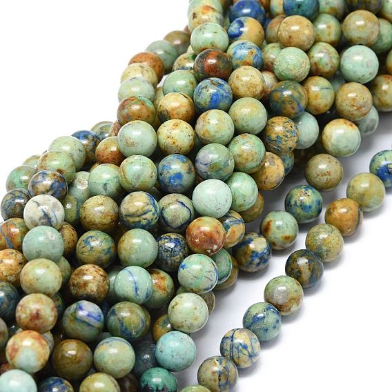Natural Chrysocolla and Lapis Lazuli Beads Strands, Round