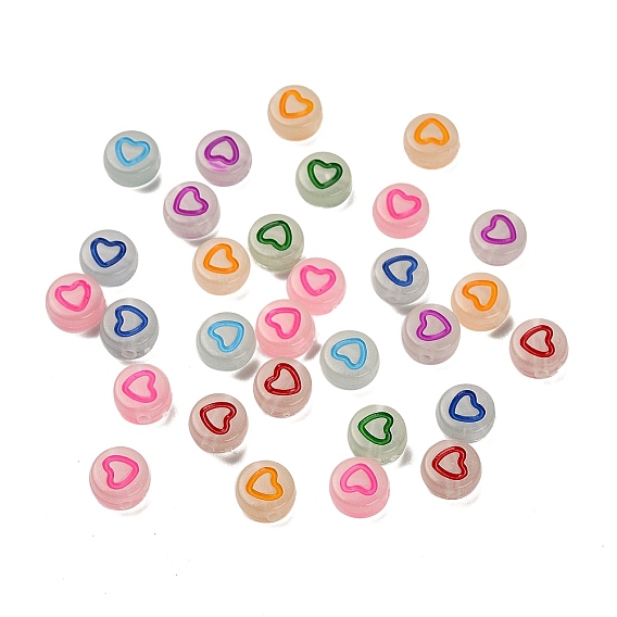 Прозрачные акриловые бусины, плоско-круглые с сердцем