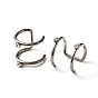Crystal Rhinestone Chunky Cuff Earrings, 304 Stainless Steel Double Line Hollow Earrings for Women