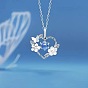 Collares con colgante de marco de corazón y flor de resina de aleación para mujer, Platino