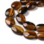 Natural Tiger Eye Beads Strands, Oval, Faceted