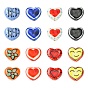 16Pcs 8 Colors Handmade Porcelain Beads, Heart, Famille Rose Porcelain