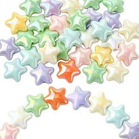 30 непрозрачные акриловые бусины, звезда, с покрытием AB цвета