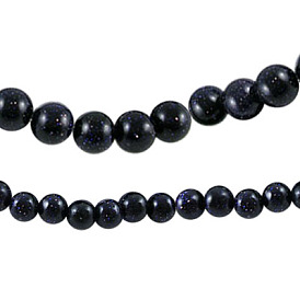 Синтетический синий авантюрин бисер нитей, круглые, 4~8 мм, отверстие : 0.8~1 мм