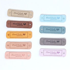 Imitation Leather Label Tags, with Holes & Word Hand Made with love, for DIY Jeans, Bags, Shoes, Hat Accessories, Rounded Rectangle