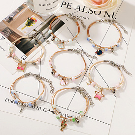 Adorable Multi-layered Ceramic Bracelet for Women and Couples with Universe Butterfly & Cute Cat Design