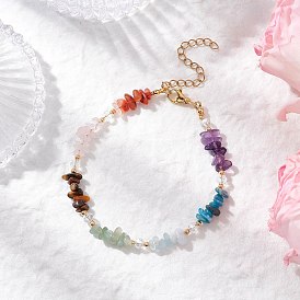 Браслеты из натурального розового кварца, аметиста, апатита, аквамарина, зеленого авантюрина, тигрового глаза и сердолика для женщин, с 304 удлинителями цепи из нержавеющей стали и стеклянными бусинами