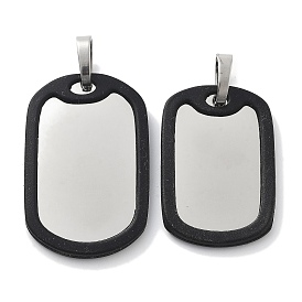 304 подвески из нержавеющей стали, с силиконовым, прямоугольник амулеты