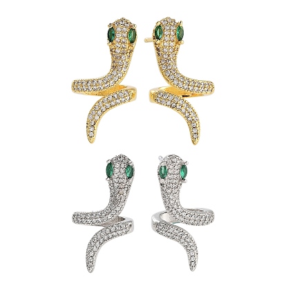Серьги-гвоздики из латуни в форме змеи с покрытием стойки, с четким кубического циркония, без кадмия и без свинца, долговечный