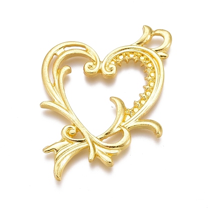 Alloy Open Back Bezel Pendants, For DIY UV Resin, Epoxy Resin, Pressed Flower Jewelry, Heart