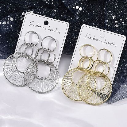 Серьги-гвоздики из сплава и железа, полые плоские круглые