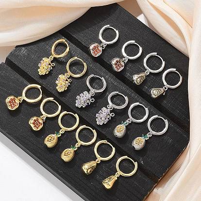 Латунные кубических серьги циркония обруч, без свинца и без кадмия