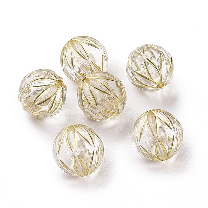 Plating Acrylic Beads, Golden Metal Enlaced, Round