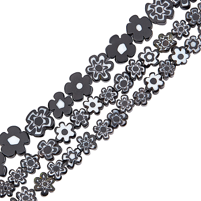 3 brins 3 style brins de perles de verre millefiori faites à la main, fleur