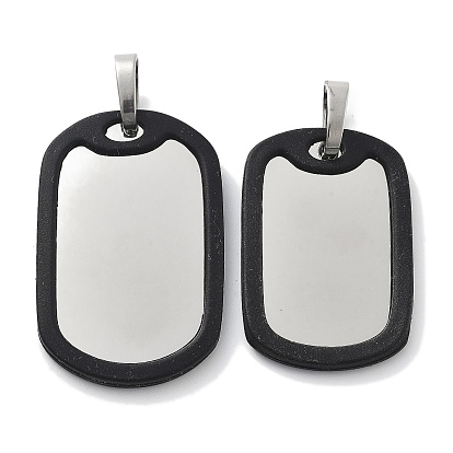 304 подвески из нержавеющей стали, с силиконовым, прямоугольник амулеты