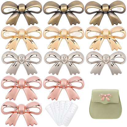 12шт. 4 цвета бантик, декоративные пряжки из сплава, с железной шайбой, для декора сумки