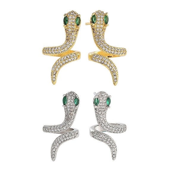 Серьги-гвоздики из латуни в форме змеи с покрытием стойки, с четким кубического циркония, без кадмия и без свинца, долговечный