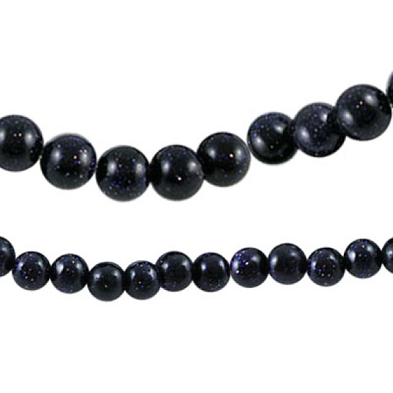 Синтетический синий авантюрин бисер нитей, круглые, 4~8 мм, отверстие : 0.8~1 мм