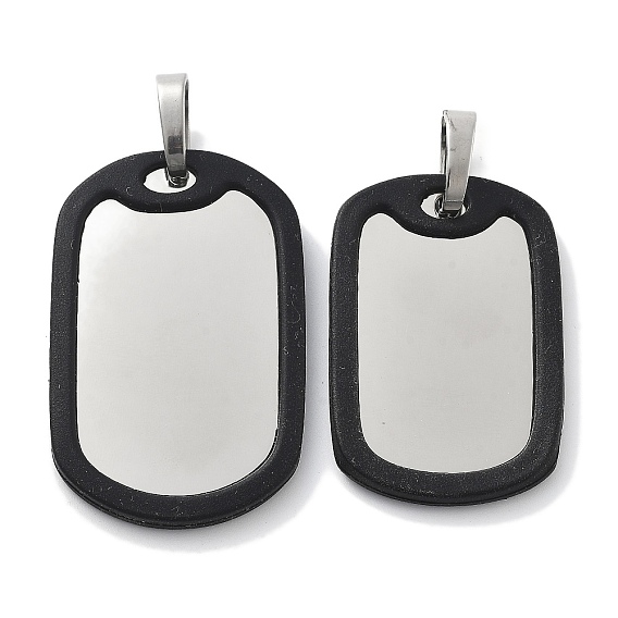 304 подвески из нержавеющей стали, с силиконовым, прямоугольник амулеты