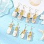 Ocean Shell Pearl & Electroplated Natural Freshwater Shell Dangle Earrings for Women, 304 Stainless Steel Dangle Earrings, Golden