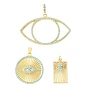 Pendentifs en laiton micro pavé de zircons cubiques bleu ciel, charmes d'oeil mauvais, crémaillère plaquage, plaqué longue durée, sans cadmium et sans plomb