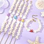 Ocean Dyed Synthetic Turquoise Starfish and Natural White Shell Chip Beaded Bracelets for Women, Golden