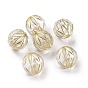 Plating Acrylic Beads, Golden Metal Enlaced, Round