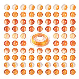 100Pcs 8mm Natural Carnelian Round Beads, with 10m Elastic Crystal Thread, for DIY Stretch Bracelets Making Kits