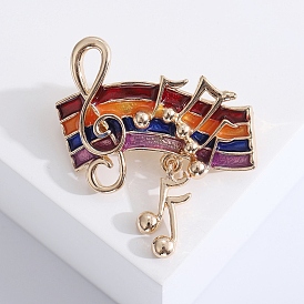 Musical Note Enamel Pin, Golden Alloy Brooch for Backpack Clothes