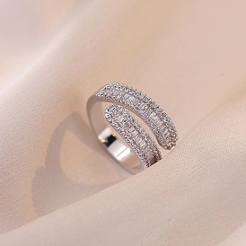 Регулируемые манжетные кольца с микропаве из кубического циркония из латуни, открытые кольца для женщин