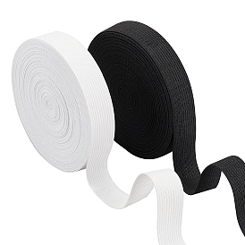 PandaHall Elite 20 Yards 2 Color Polyester Elastic Ribbon, Flat