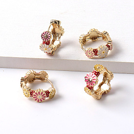 Colorful Oil Flower Earrings for Women, Copper Plated with Real Gold, Fashionable and Luxurious Jewelry