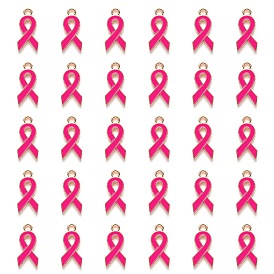 Подвески из эмали и сплава, Октябрь Рак молочной железы Розовая форма ленты осведомленности, свет позолоченные