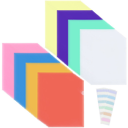80Pcs 8 Colors Rectangle PP Plastic File Folders, with 120Pcs 20 Sheets Paper Stickers