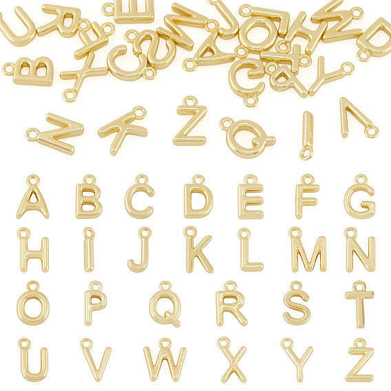 26 шт 26 стили латунные подвески, стойки покрытие, долговечный, без кадмия и без свинца, Письмо ~ Z