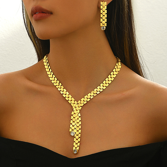 Элегантные железные геометрические подвески браслеты серьги и ожерелья комплект для женской вечеринки