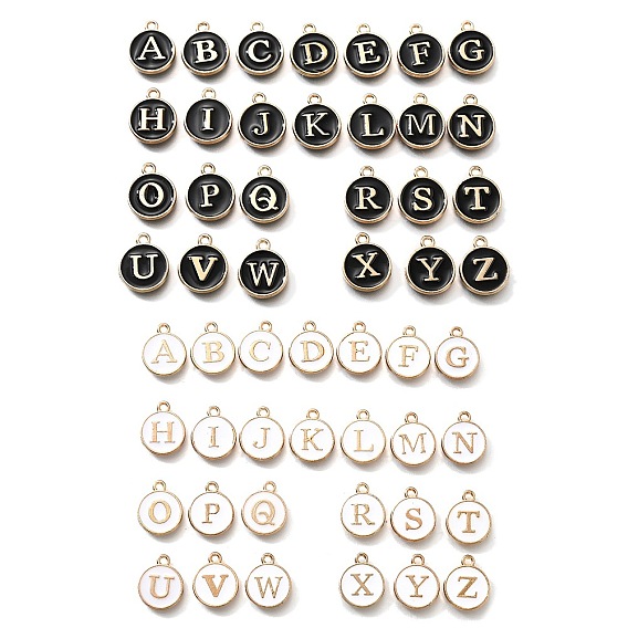Сплав эмали прелести, плоский круглый с буквой a~z подвеска, золотой свет