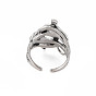 Snake Wrap Alloy Open Cuff Ring, Chunky Wide Ring for Men Women, Cadmium Free & Lead Free