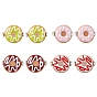 Donut Shape Lampwork Stud Earrings, with 304 Stainless Steel Pins