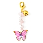 Alloy Enamel Butterfly Pendant Decoration, Natural & Synthetic Mixed Gemstone Chips and Lobster Claw Clasps Charms