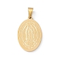 Ion Plating(IP) 304 Stainless Steel Pendants, Oval with Saint