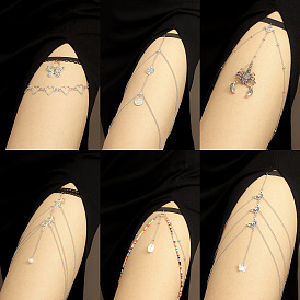 Цепочка на бедро из сплава с кисточками, кружевная эластичная лента-цепочка для тела для женщин, платина